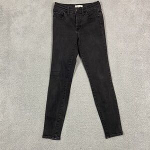 Madewell Jeans Size 27 9 in High Riser‎ Skinny Black Stretch Zip Front Black